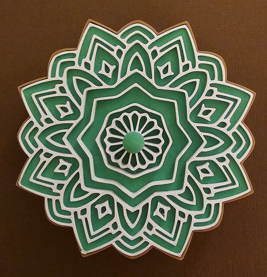 Mandala Jewelry/Gift Box - Tan with Green Lid & White Accents