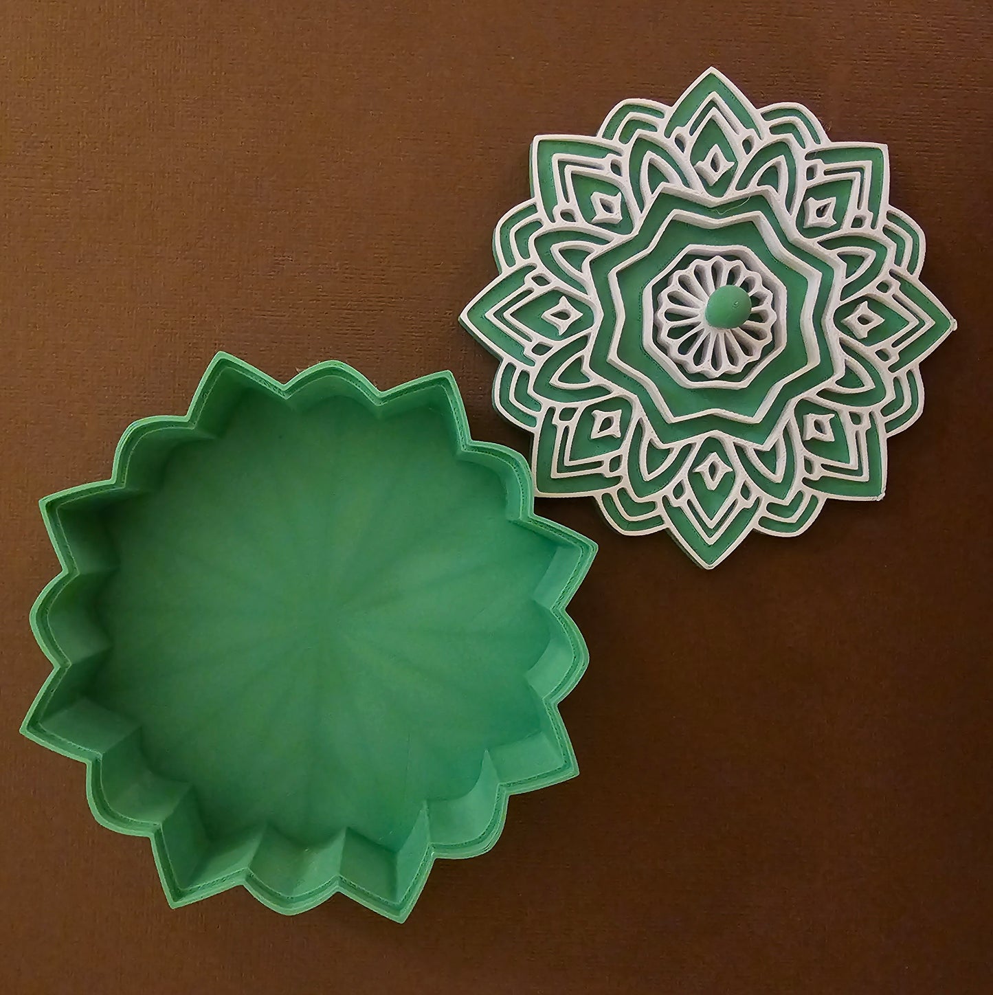 Mandala Jewelry/Gift Box - Green with White Accents
