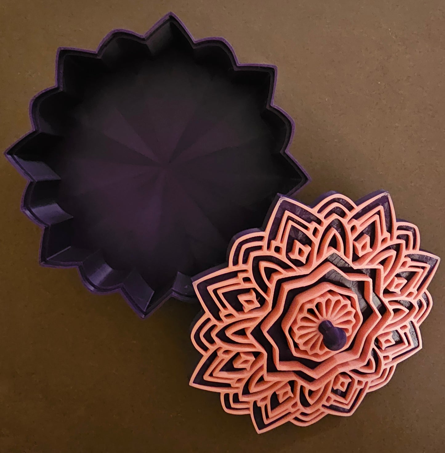 Mandala Jewelry/Gift Box - Deep Purple Box with Bright Pink Accents