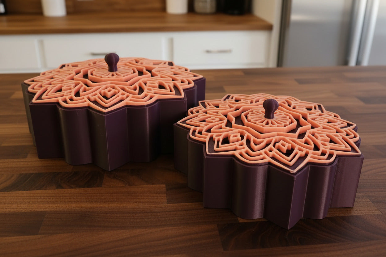 Mandala Jewlery/Gift Box Set - Deep Purple with Bright Pink Accents