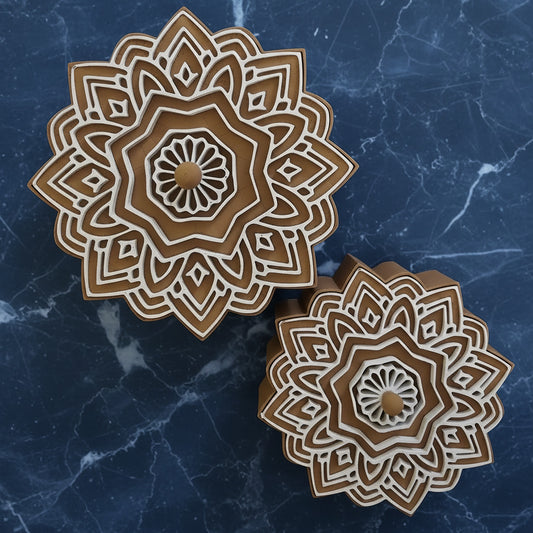 Mandala Jewlery/Gift Box Set - Tan with White Accents