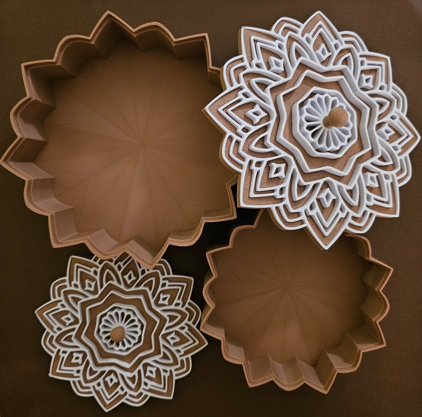 Mandala Jewlery/Gift Box Set - Tan with White Accents