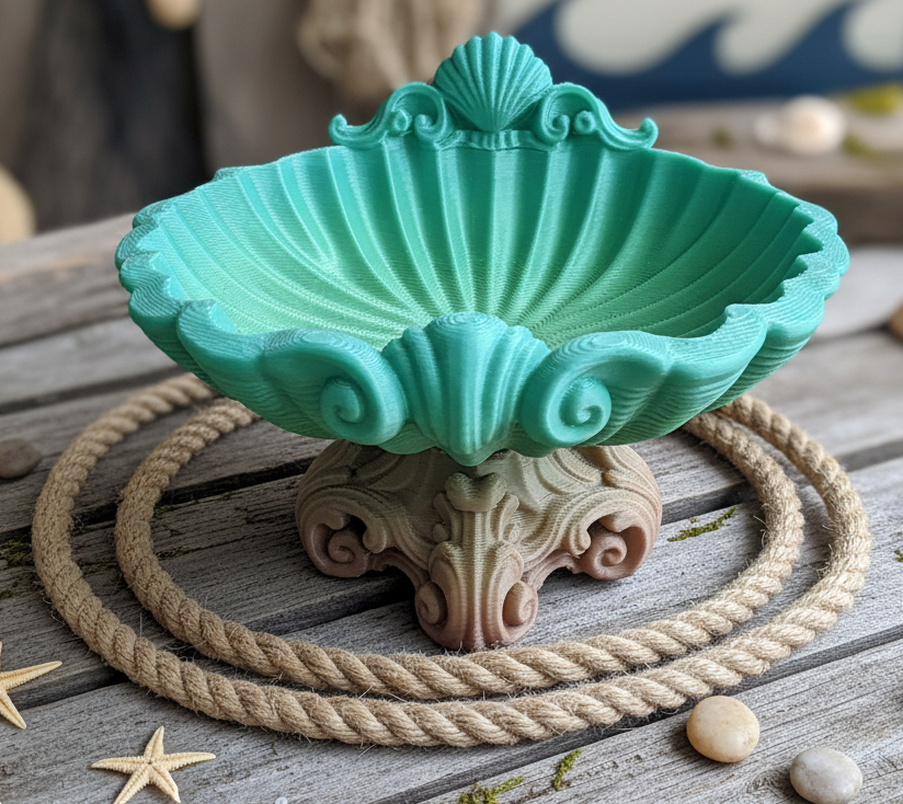 Seashell - Home Decor/Jewelry Holder (Ornate Pedestal #5)