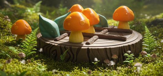 TIC-TAC-TOE: Mushrooms & Green Leaves
