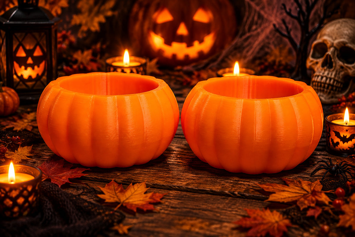 Pumpkin Tealights, Set of 2 (Assorted Colors)