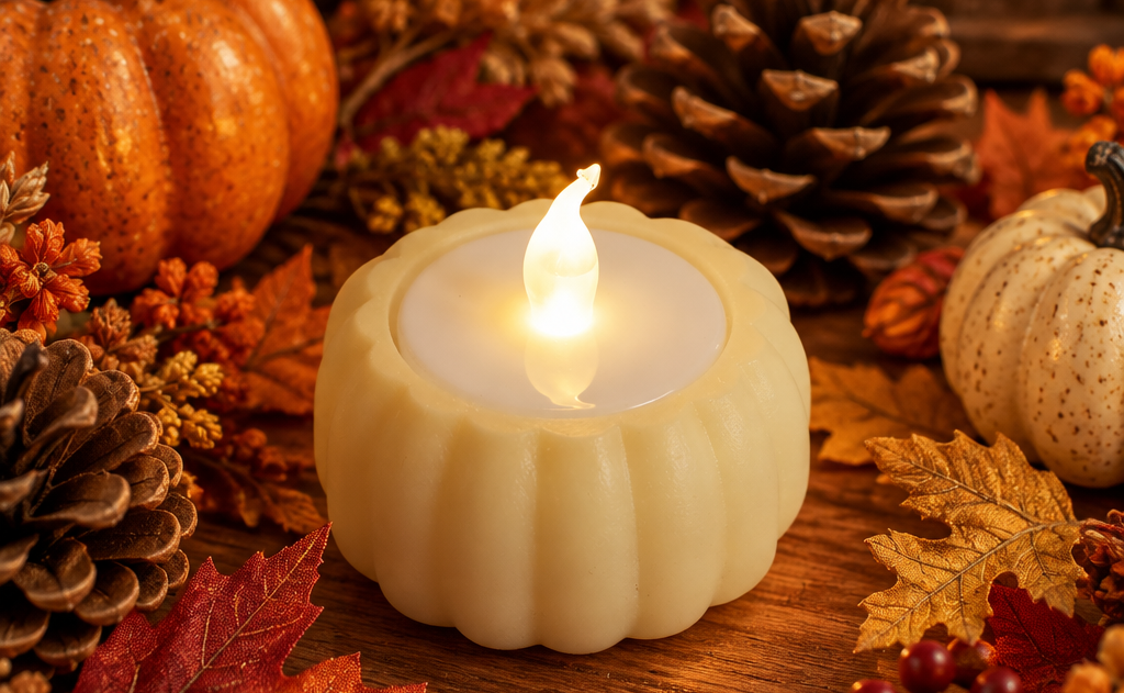 Pumpkin Tealights, Set of 2 (Assorted Colors)